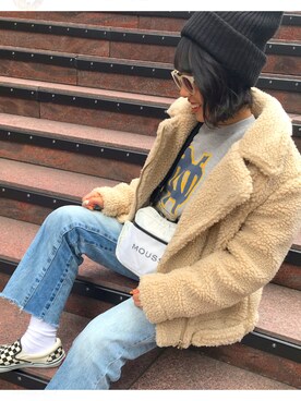 「JET LAG（ジェットラグ）のアイテム」を使った、三輪鈴華さん（レディース・152cm）の冬コーディネート