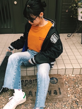 「JET LAG（ジェットラグ）のアイテム」を使った、三輪鈴華さん（レディース・152cm）の春コーディネート