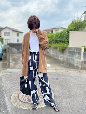 「TODAYFUL（トゥデイフル）のアイテム（ノーカラージャケット）」を使った、mikiさん（レディース・169cm）の夏コーディネート