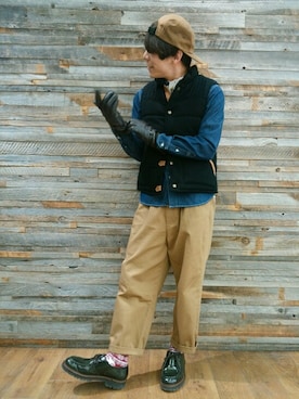 「Alpha Industries（アルファインダストリーズ）のアイテム（キャップ）」を使った、YU-KINさん（メンズ・170cm）の冬コーディネート