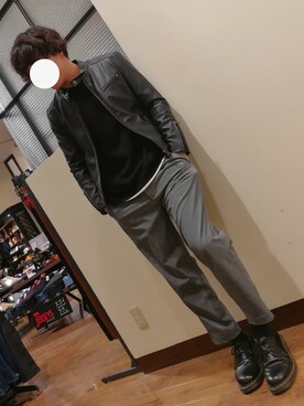 「Right-on（ライトオン）のアイテム（ライダースジャケット）」を使った、YU-KINさん（メンズ・170cm）の秋コーディネート