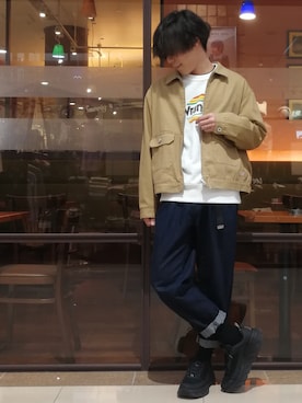 「Dickies（ディッキーズ）のアイテム（その他アウター）」を使った、YU-KINさん（メンズ・170cm）の冬コーディネート