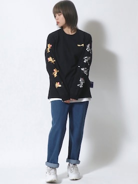 「袖プリント」｜「アイテム（その他）」を使った、Salong hameu  Womenさん（レディース・165cm）の冬コーディネート