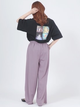 「パープル×黒」｜「アイテム（Tシャツ/カットソー）」を使った、Salong hameu  Womenさん（レディース・157cm）の春コーディネート