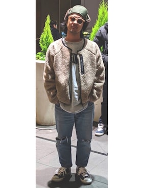 「Buzz Rickson's（バズリクソンズ）のアイテム（ニットキャップ/ビーニー）」を使った、Go さん（メンズ・166cm）の夏コーディネート