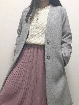 「アイテム（チェスターコート）」を使った、𝖯𝖮𝖢𝖧𝖠：）さん（レディース・157cm）の冬コーディネート