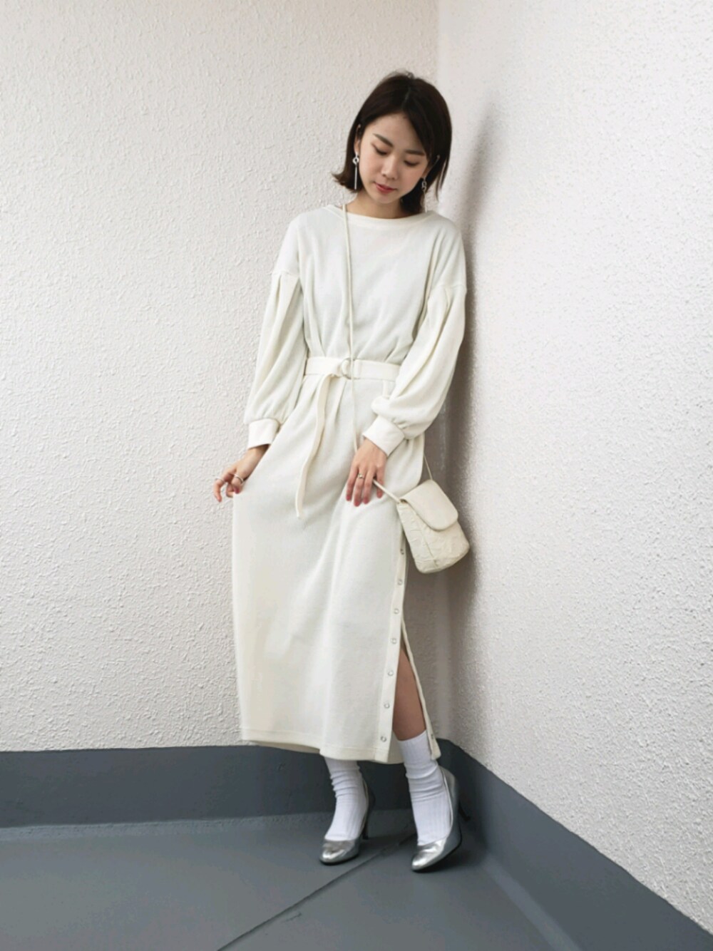 ARINA / 杉本侑菜さんの「スナップボタン付ワッフルワンピース（natural couture）」を使ったコーディネート