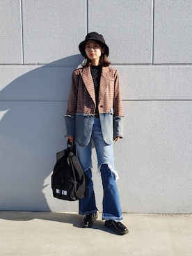 「MSGM（エムエスジーエム）のアイテム（バックパック/リュック）」を使った、ARINA / 杉本侑菜さん（レディース・163cm）の冬コーディネート