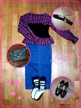 「earth music&ecology（アースミュージックアンドエコロジー）のアイテム（チョーカー）」を使った、みーゆさん（レディース・153cm）の秋コーディネート