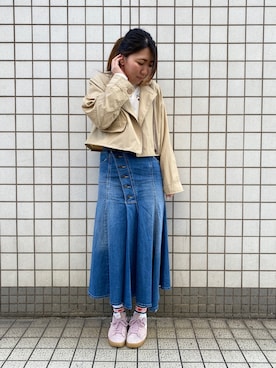 「AVIREX（アヴィレックス）のアイテム（トレンチコート）」を使った、chiiさん（レディース・160cm）の春コーディネート