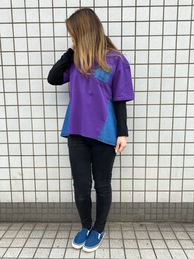 「チュニック」｜「アイテム（スリッポン）」を使った、chiiさん（レディース・160cm）の春コーディネート
