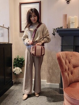 「Green　Parks（グリーンパークス）のイージーケアセンターステッチカットパンツ＊★（その他パンツ）」を使った、haruさん（レディース・148cm）の冬コーディネート