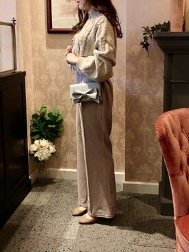 「Green　Parks（グリーンパークス）のイージーケアセンターステッチカットパンツ＊★（その他パンツ）」を使った、haruさん（レディース・148cm）の冬コーディネート