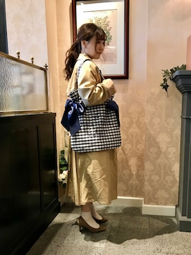 「earth music&ecology（アースミュージックアンドエコロジー）のアイテム（トレンチコート）」を使った、haruさん（レディース・148cm）の春コーディネート