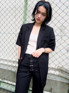 「ALLEGE（アレッジ）のアイテム（ジャケット/アウター）」を使った、taka _yoさん（レディース・156cm）の夏コーディネート