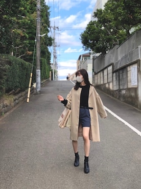 「GU（ジーユー）のアイテム（ノーカラージャケット）」を使った、なぎささん（レディース・161cm）の秋コーディネート