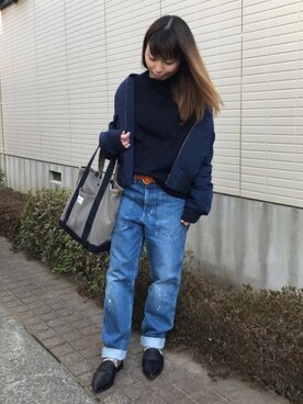 「バブーシュ」｜「アイテム（ブルゾン）」を使った、Fuka*さん（レディース・153cm）の冬コーディネート