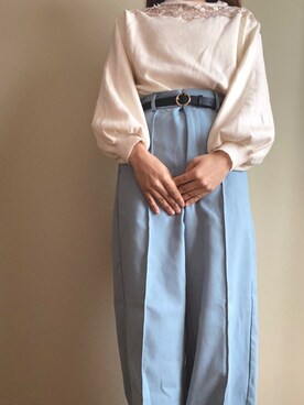 「gu」｜「アイテム（スラックス）」を使った、eriさん（レディース・152cm）の冬コーディネート