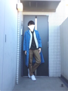 「ダウンベスト」｜「アイテム（ステンカラーコート）」を使った、だいちさん（メンズ・176cm）の冬コーディネート
