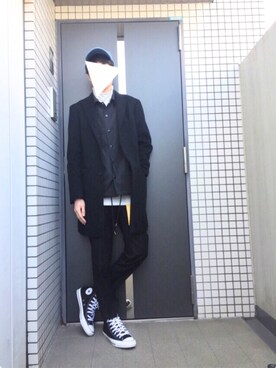 「Request（リクエスト）の【Request】　ロングスリーブTEE　タートルネック　（Tシャツ/カットソー）」を使った、だいちさん（メンズ・176cm）の冬コーディネート