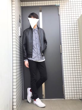「temptation（テンプテーション）のアイテム（ライダースジャケット）」を使った、だいちさん（メンズ・176cm）の春コーディネート