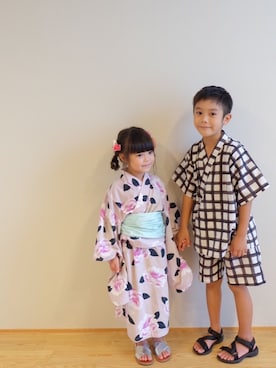 「GLOBAL WORK（グローバルワーク）のアイテム（水着/着物・浴衣）」を使った、azu☻♡さん（キッズ・110cm）の夏コーディネート