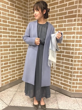 「一押しのアウタースタイル」｜「アイテム（ワンピース/ドレス）」を使った、wakutsu kanaさん（レディース・156cm）の冬コーディネート