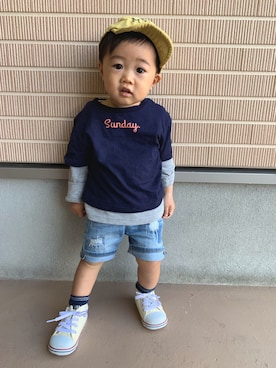 「1歳6ヶ月」｜「アイテム（帽子）」を使った、KIRA☆REIさん（キッズ・80cm）の秋コーディネート