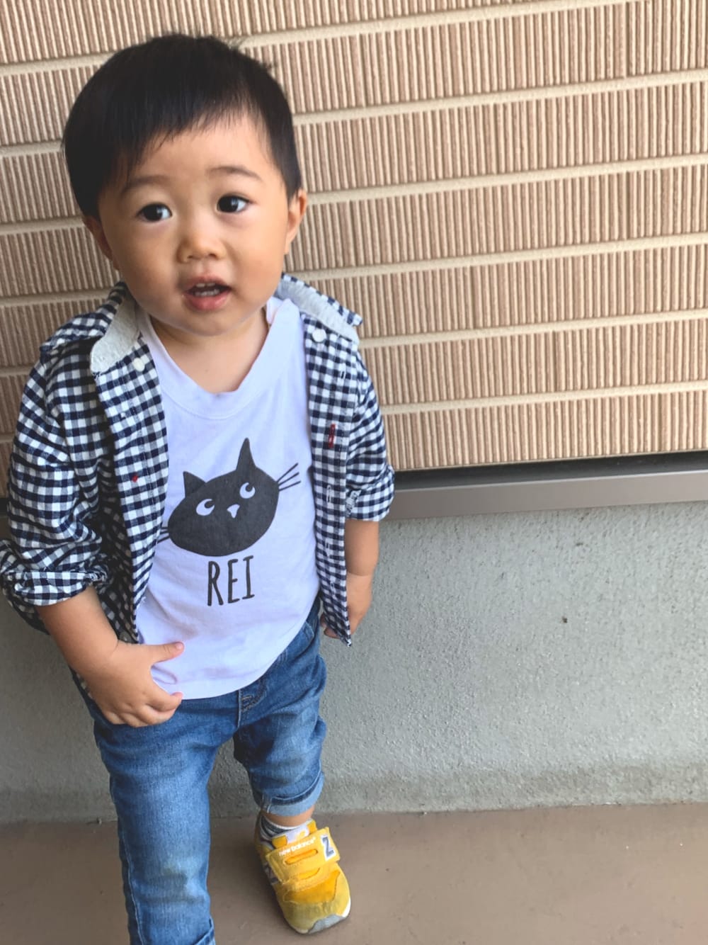 「カジュアルコーデ、カジュアル、息子コーデ、息子、1歳、1歳半、キッズコーデ、キッズファッション、おしゃれさんと繋がりたい」｜「無印良品のアイテム（シャツ/ブラウス、その他）」を使った、KIRA☆REIさん（キッズ・80cm）の秋コーディネートの1枚目の写真