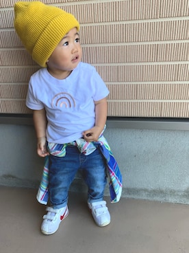 「息子」｜「アイテム（ニットキャップ/ビーニー）」を使った、KIRA☆REIさん（キッズ・80cm）の秋コーディネート