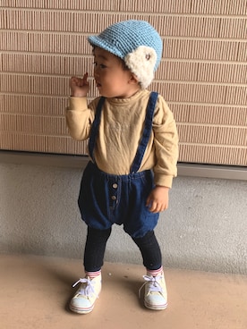 「息子」｜「アイテム（ニットキャップ/ビーニー）」を使った、KIRA☆REIさん（キッズ・80cm）の秋コーディネート
