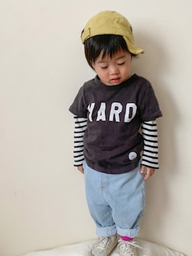「息子コーデ」｜「アイテム（キャップ）」を使った、KIRA☆REIさん（キッズ・80cm）の春コーディネート