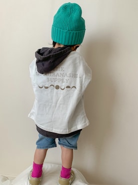 「息子」｜「アイテム（帽子）」を使った、KIRA☆REIさん（キッズ・80cm）の春コーディネート
