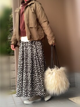 「Te chichi TERRASSE（テチチテラス）のアイテム（マウンテンパーカー）」を使った、みーこさん（レディース・153cm）の冬コーディネート