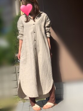 「トングサンダル」｜「アイテム（シャツワンピース）」を使った、みーこさん（レディース・153cm）の春コーディネート