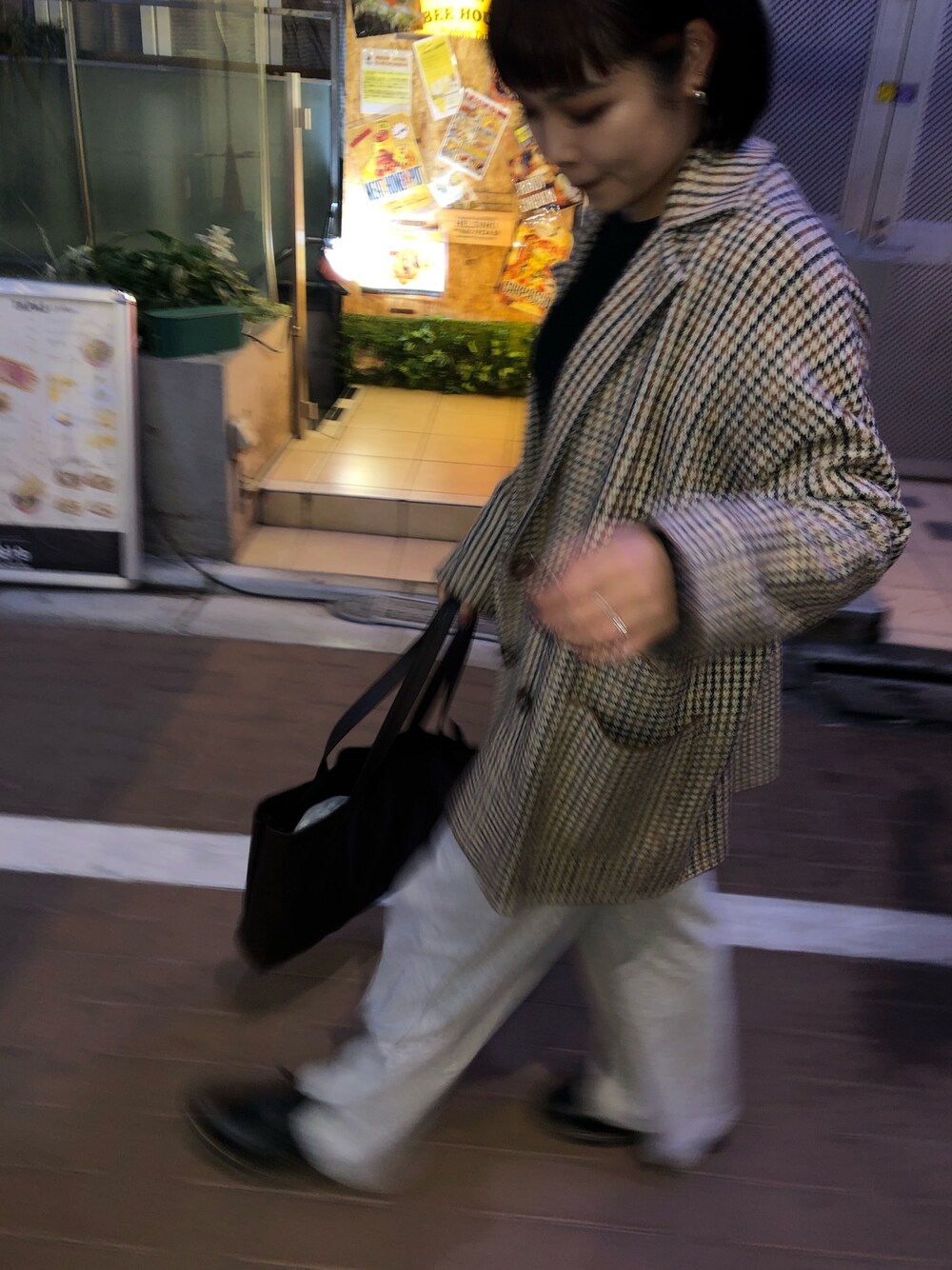 「ZARA、Dr.Martens、BEAMS、Juemi、juemisyncretic、千鳥柄、スウェット、スウェットパンツ、3ホール」｜「ZARAのアイテム（ジャケット/アウター、その他）」を使った、amichqnさん（レディース・163cm）の冬コーディネートの1枚目の写真