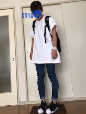 「BEAMS（ビームス）のアイテム（Tシャツ/カットソー、ホワイト系）」を使った、mi☻さん（レディース・167cm）の夏コーディネート