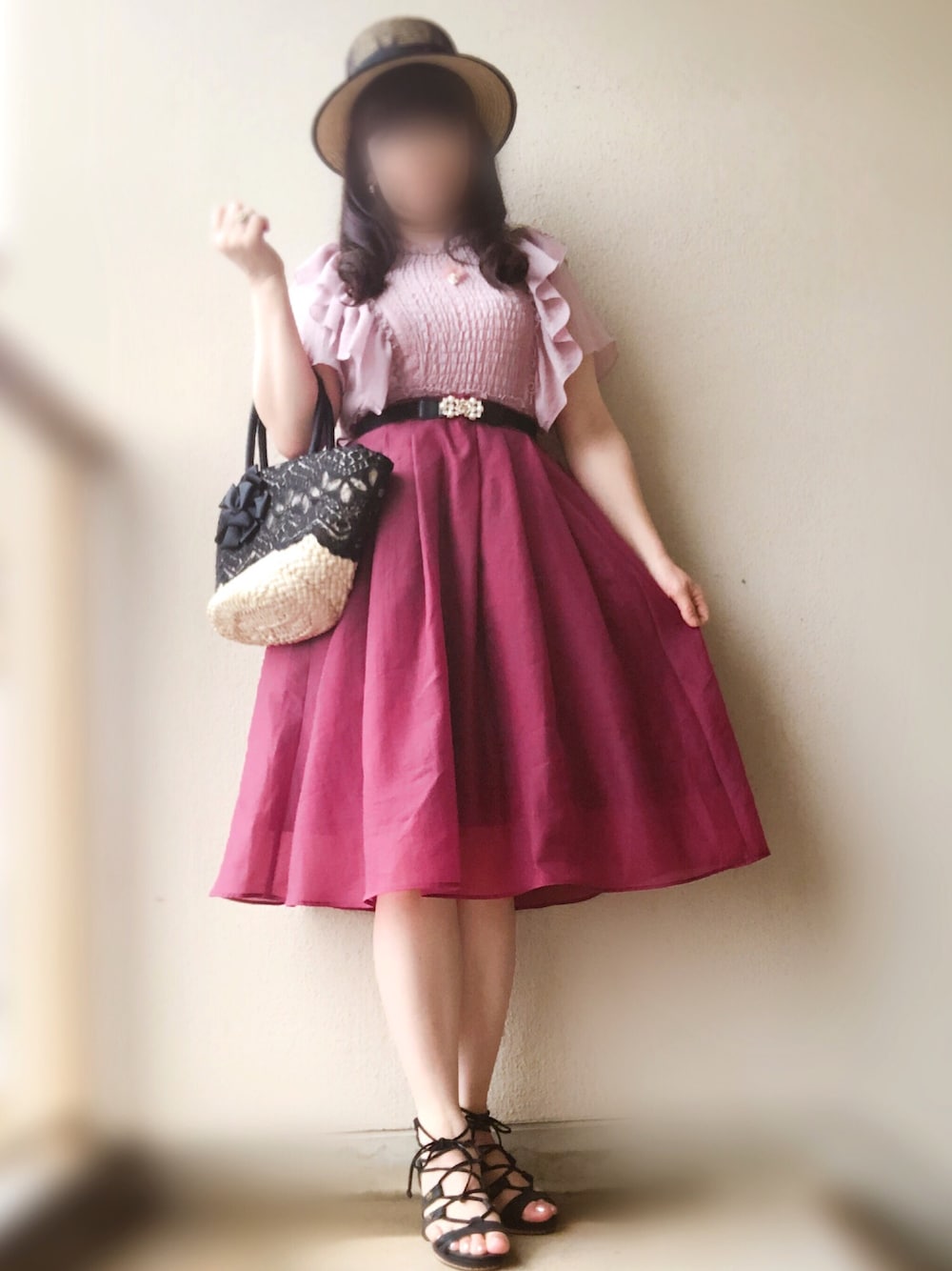 axes femme（アクシーズファム）の「レース×リボンカゴバッグ