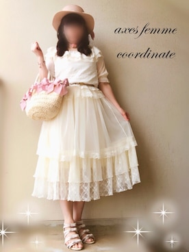 「axes femme（アクシーズファム）のアイテム（かごバッグ）」を使った、サリィさん（レディース・164cm）の春コーディネート