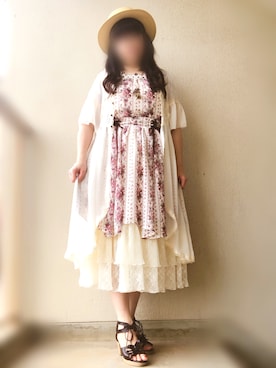 「axes femme POETIQUE（アクシーズファムポエティック）のアイテム（スカート）」を使った、サリィさん（レディース・164cm）の夏コーディネート