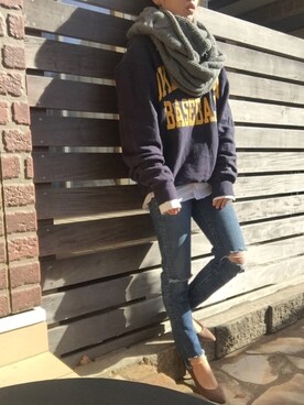「旦那さんのを借りました」｜basilさん（レディース・156cm）の冬コーディネート