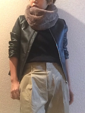 「スヌード」｜「アイテム（ノーカラージャケット）」を使った、basilさん（レディース・156cm）の秋コーディネート