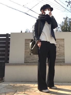 「BLACK BY MOUSSY（ブラックバイマウジー）のアイテム（オールインワン・サロペット）」を使った、basilさん（レディース・156cm）の冬コーディネート