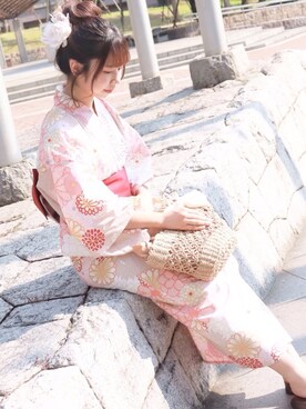 shifon*さんの「4点セット菊牡丹浴衣」を使ったコーディネート