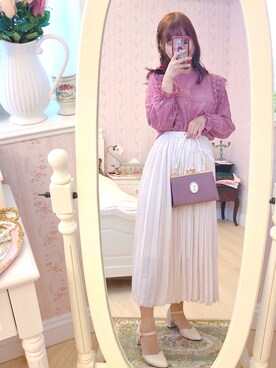 「INGNI（イング）のアイテム（スカート、ホワイト系）」を使った、Karen さん（レディース・158cm）の春コーディネート