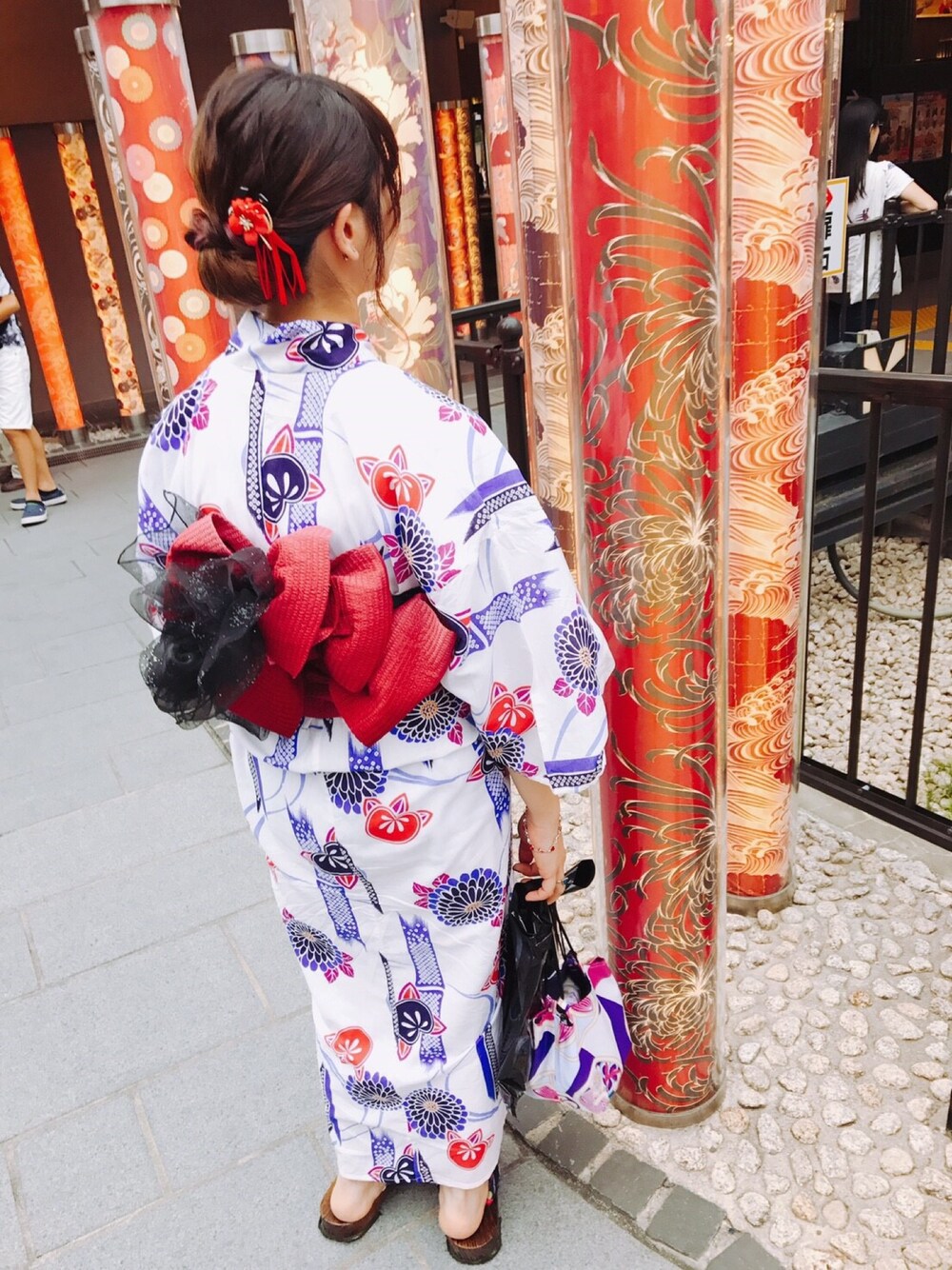 「京都、京都旅行、浴衣、浴衣女子、嵐山観光、嵐山」｜「京都のアイテム（浴衣、ホワイト系）」を使った、▽△MIKI▽△さん（レディース・154cm）の夏コーディネートの1枚目の写真