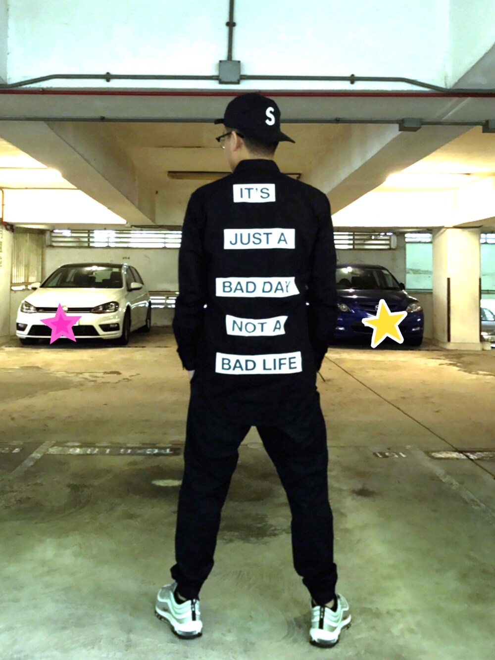 「LUKER BY NEIGHBORHOOD、NIKE、supreme、airmax97og、airmax、ootd、hkboy」｜「Supreme のアイテム（キャップ、ブラック系）」を使った、Cyrusさん（メンズ・168cm）の春コーディネートの1枚目の写真