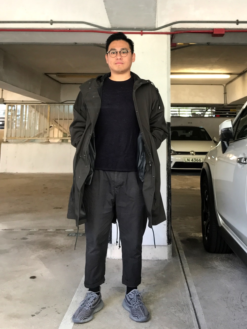 「ootd、hkboy、adidas originals、yeezyboost350V2、yeezy350、yeezy、UNIQLO、UNDER COVER、uu、BEAUTY&YOUTH UNITED ARROWS」｜「UUのアイテム（モッズコート、グリーン系）」を使った、Cyrusさん（メンズ・168cm）の冬コーディネートの1枚目の写真
