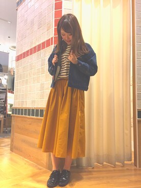 「セットアイテム」｜「アイテム（デニムジャケット）」を使った、rina matsumotoさん（レディース・163cm）の秋コーディネート