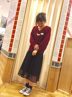 rina matsumotoさんの「ラッセルレースプリーツスカート」を使ったコーディネート